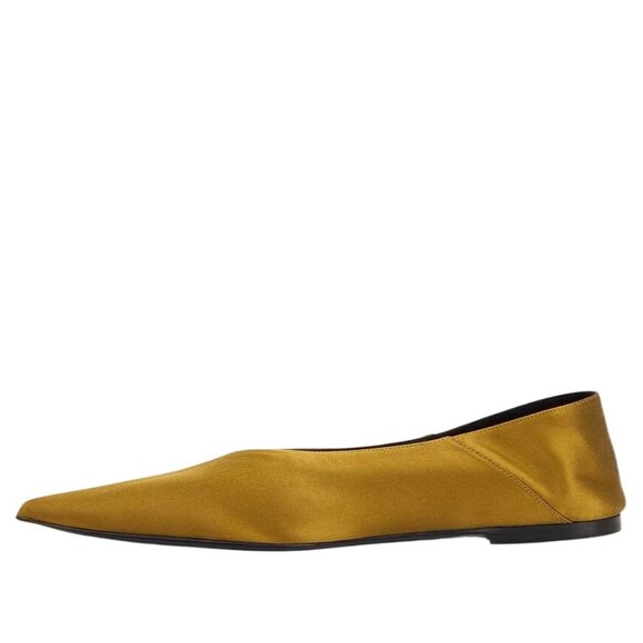 Saint Laurent Carolyn Slipper in Cuba Gold 40 With Box Womens Satin Flats - Picture 5 of 15